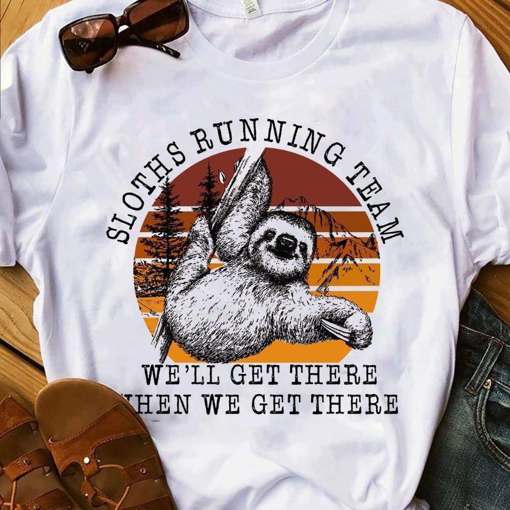 Sloths Running Team Retro Shirt - Picture 1 of 4